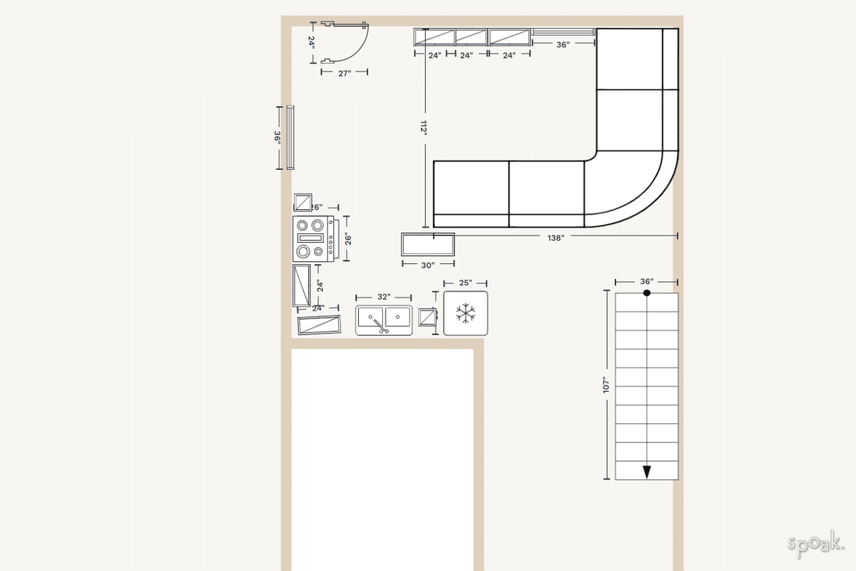 Square Kitchen Plan designed by Paige Strycharz