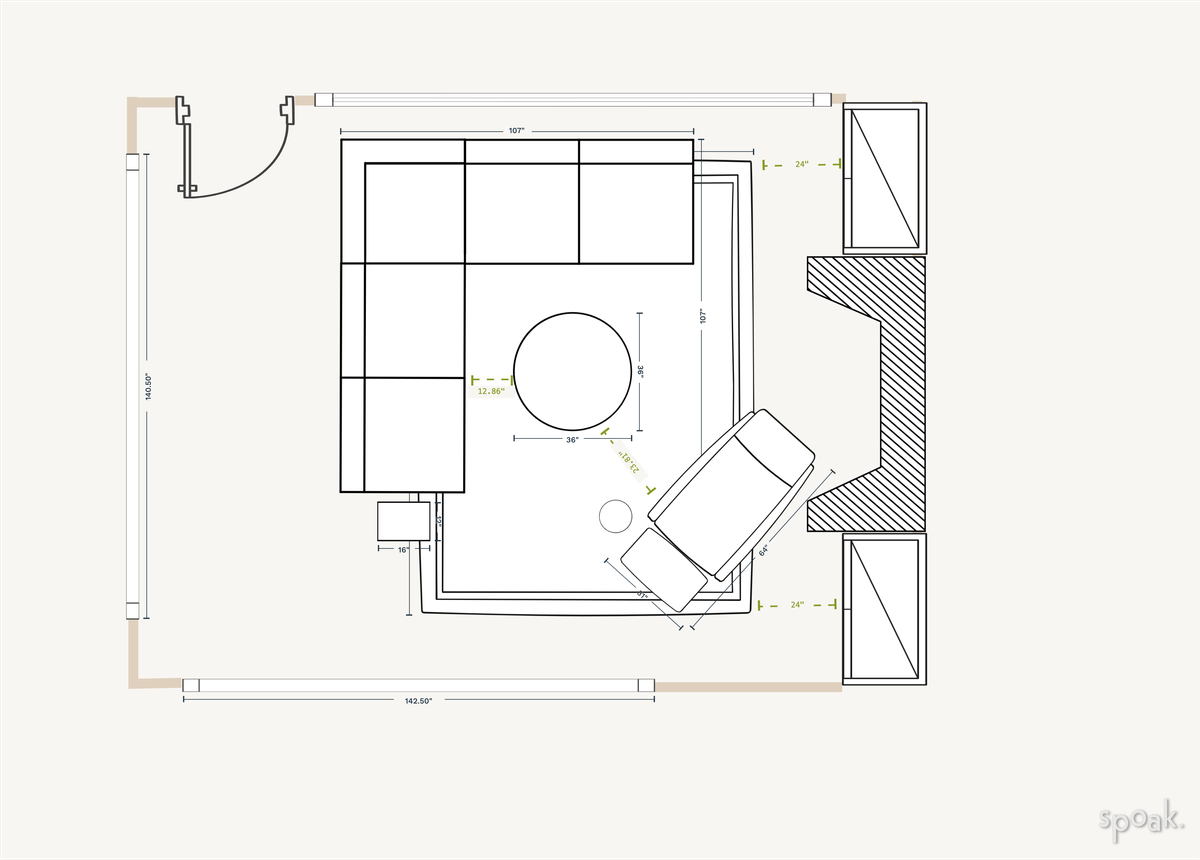 Kitchen + Living Room Plan designed by Ashley Wells