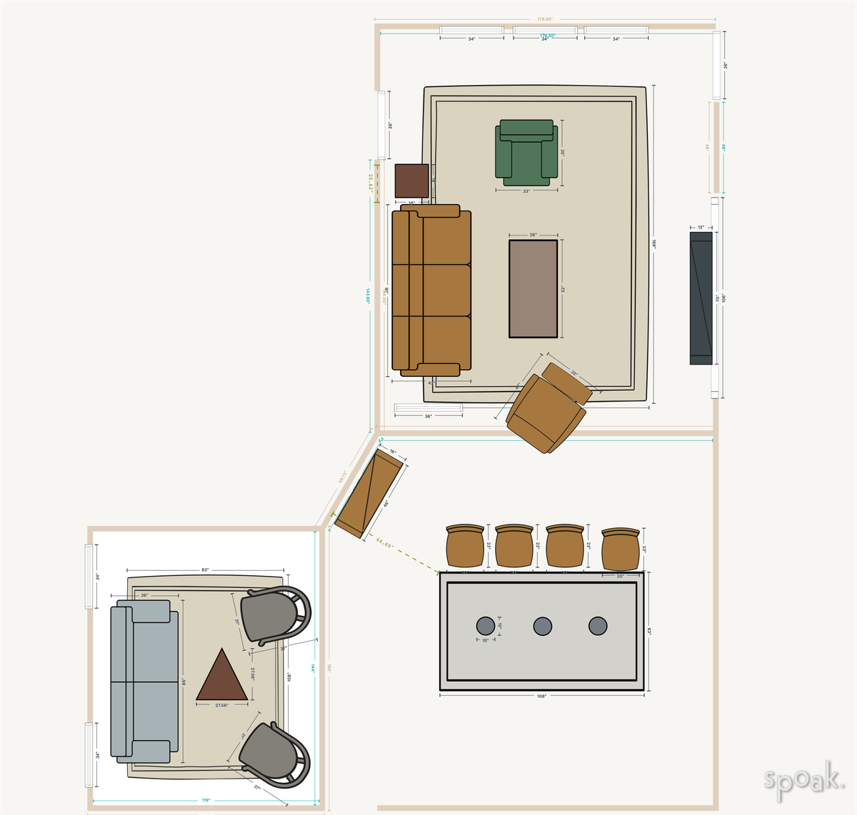 Square Kitchen Floor Plan designed by Wendy Byer