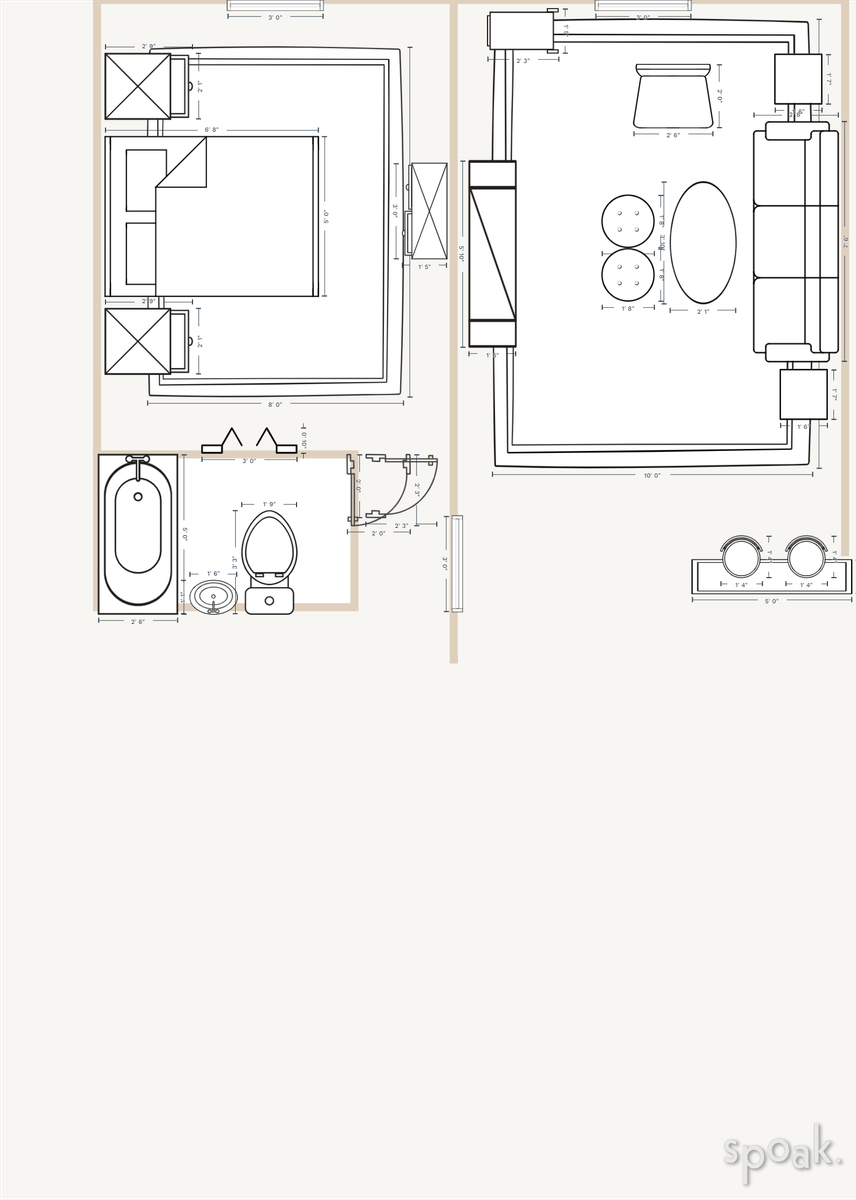 Living + Dining Room Layout designed by Olivia Sherman