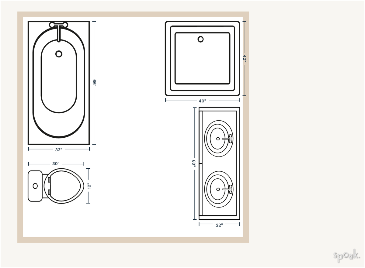 Square Bathroom Plan designed by Morgan Dowling