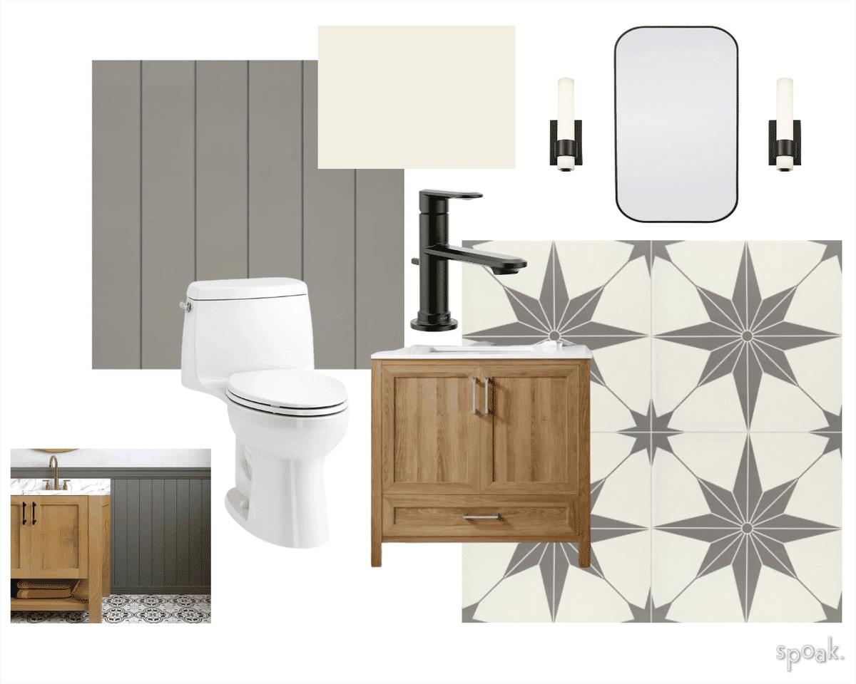 Guest Bathroom Mood Board designed by shannon callaghan