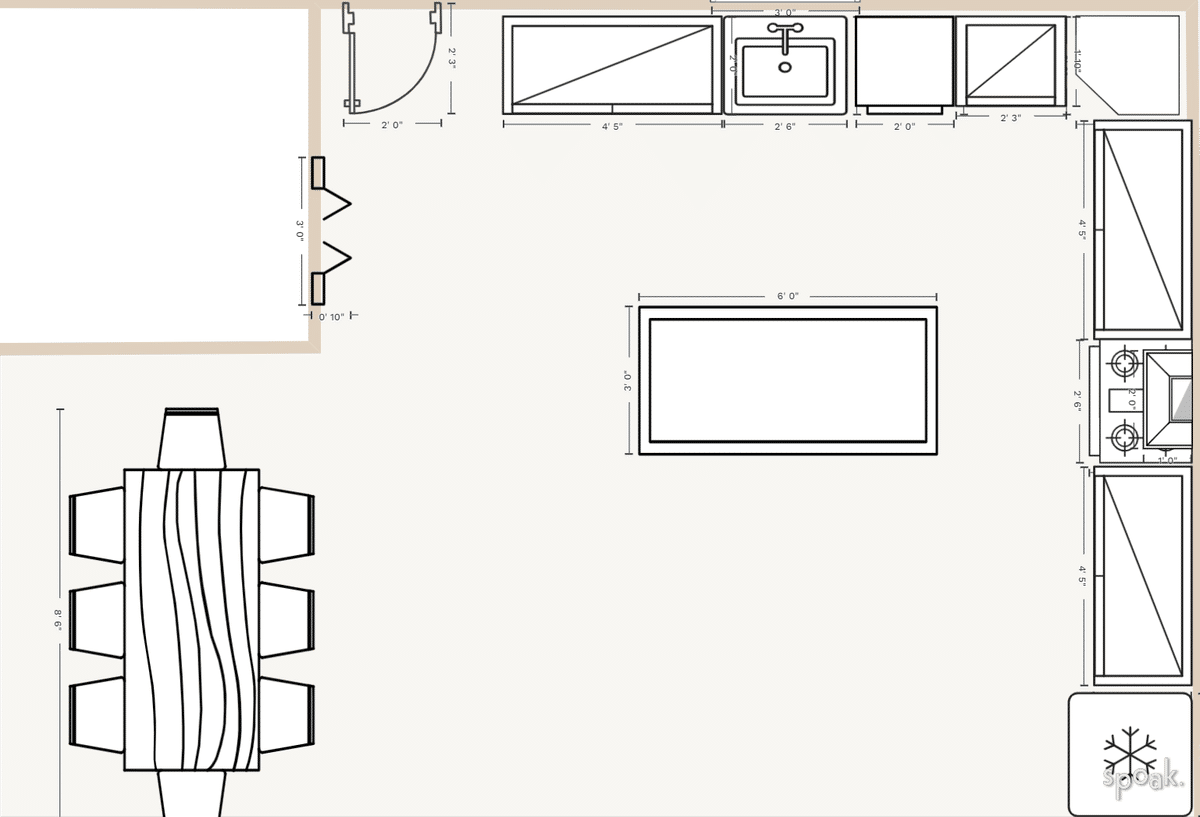 Small Kitchen Floor Plan designed by Paige Wilkinson