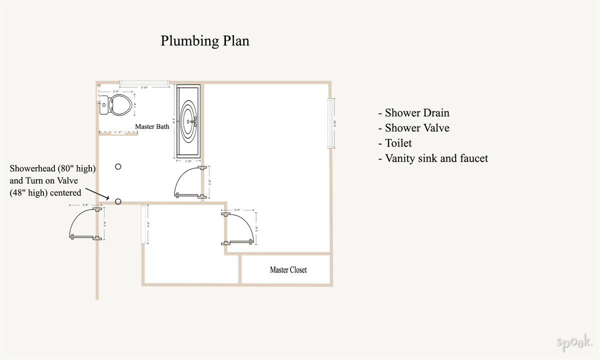 Large Bathroom Layout designed by Katie Wilson