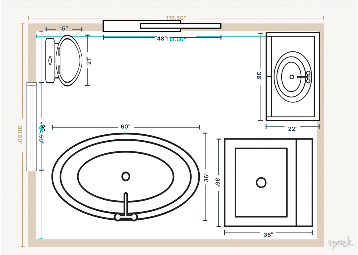 Guest Bathroom Plan designed by Jill Solow