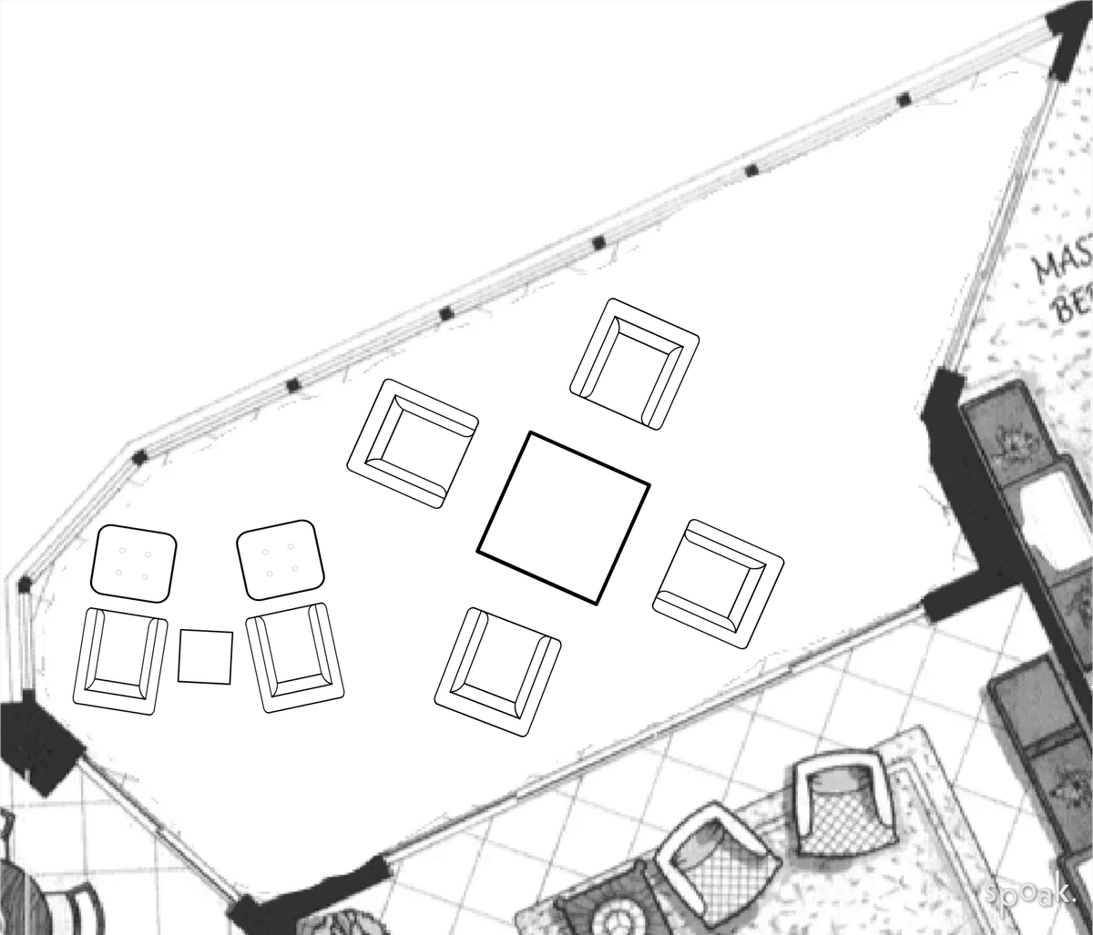 Living + Dining Room Layout designed by Adam Saxton