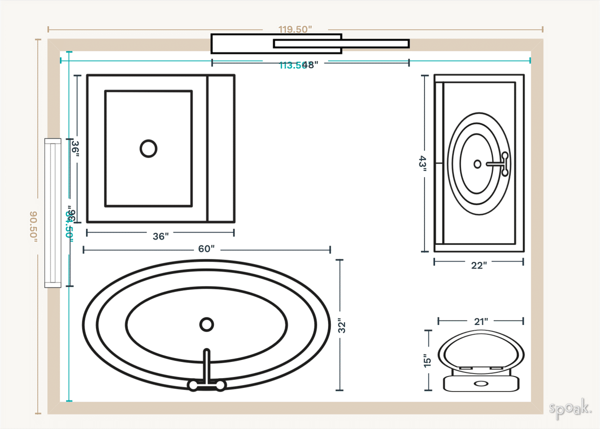 Guest Bathroom Layout designed by Jill Solow