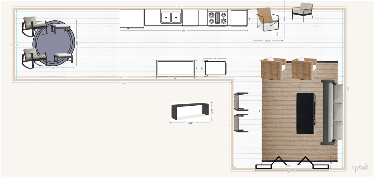 L Shaped Kitchen Plan designed by Blakely Graham