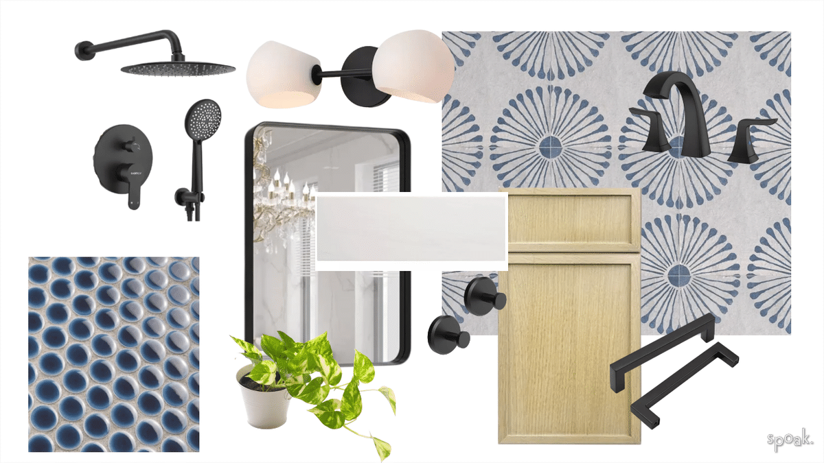 Primary Bathroom Mood Board designed by Lori Rabon