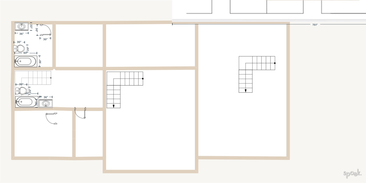 Square Bathroom Floor Plan designed by Sarah Caminiti