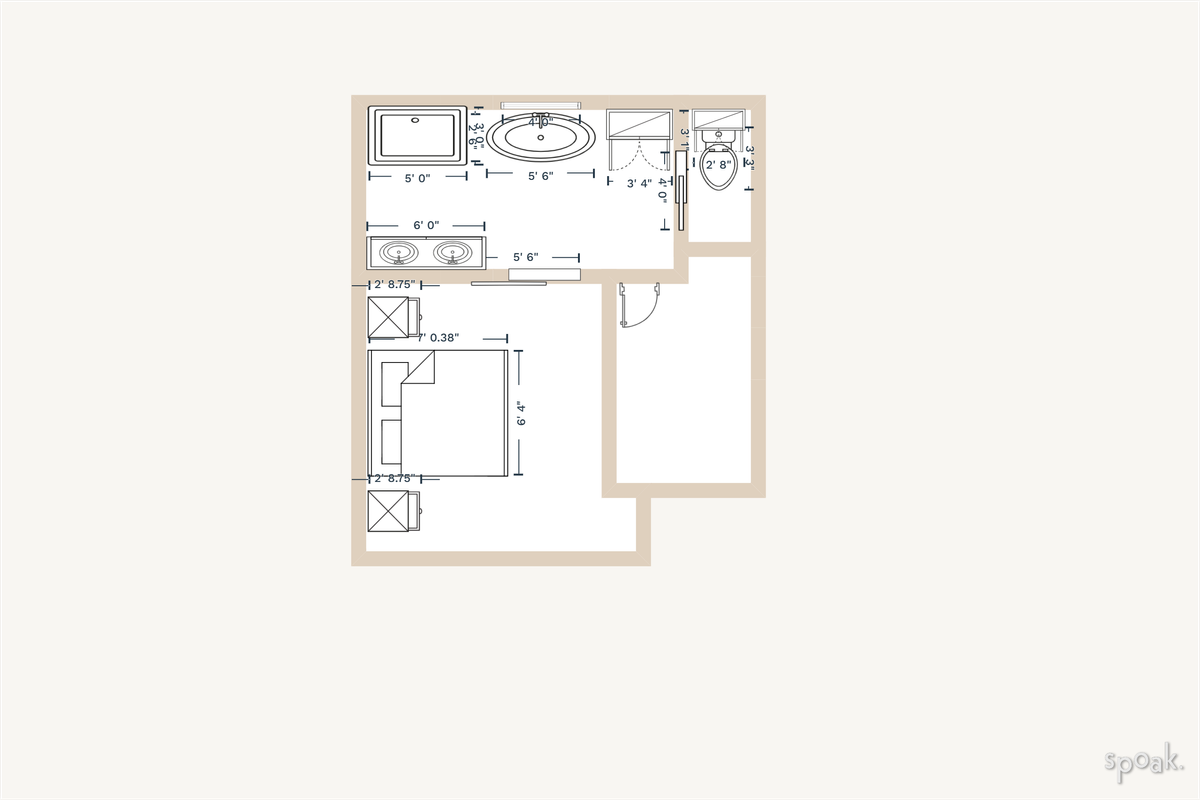 Bedroom + Bathroom Plan designed by SADIE SCARCELLI