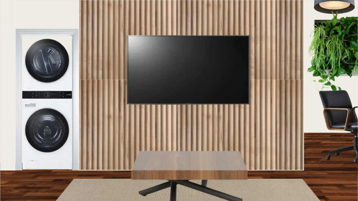 TV Rendering wood slat designed by Eileen Nunez