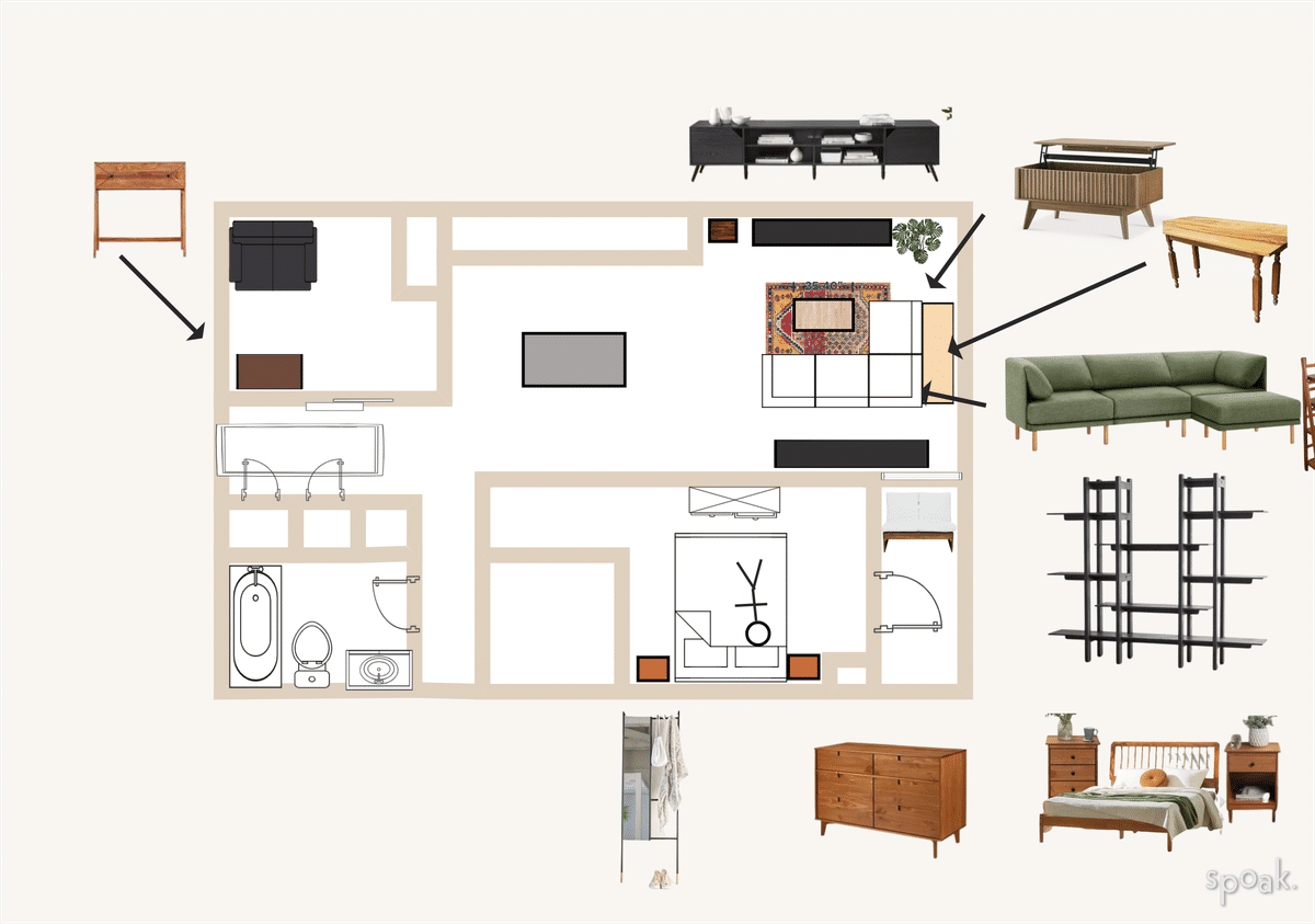 Studio Apartment Plan designed by Kate Hilscher