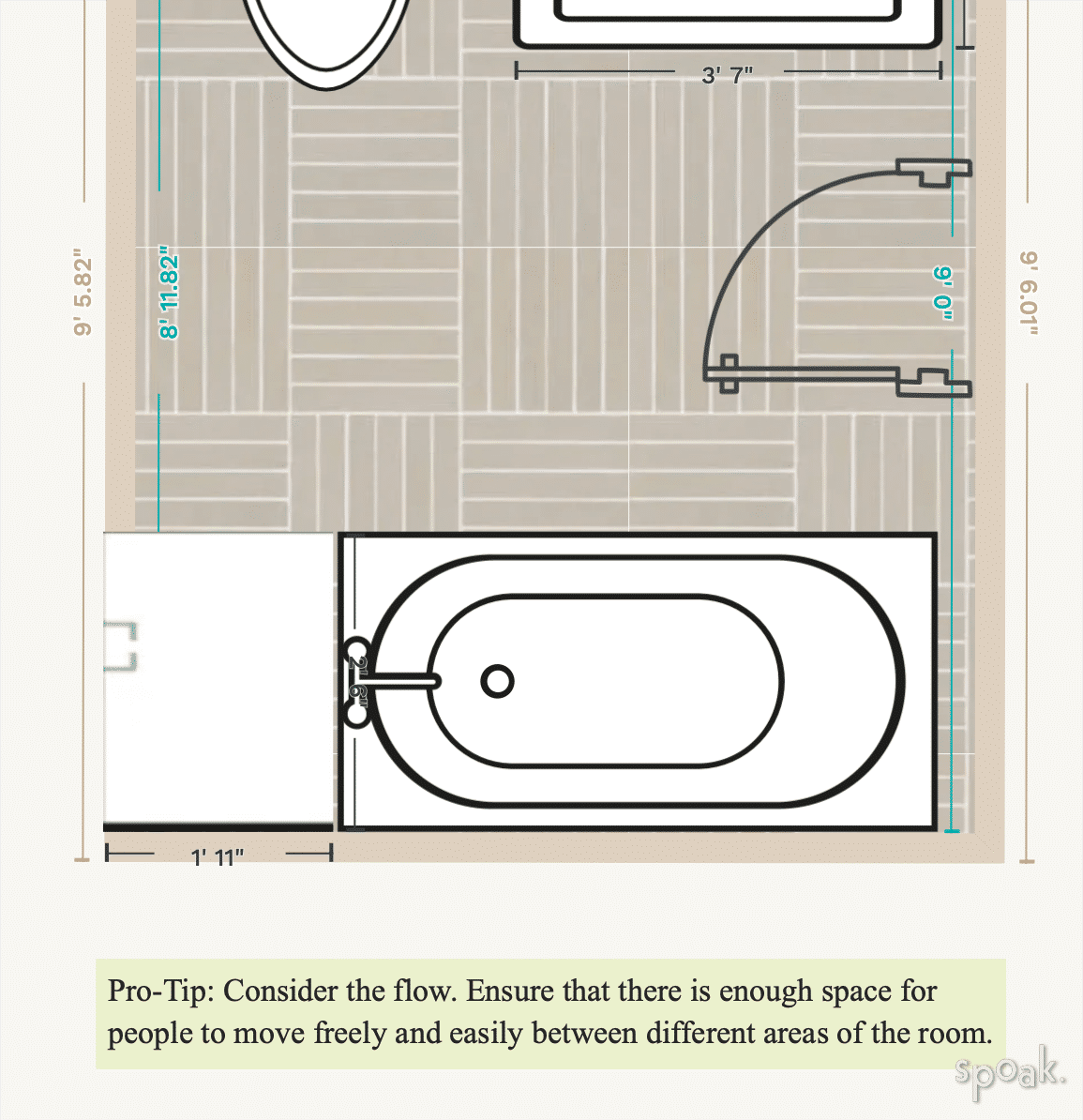 Guest Bathroom Floor Plan designed by Mireille Dermer