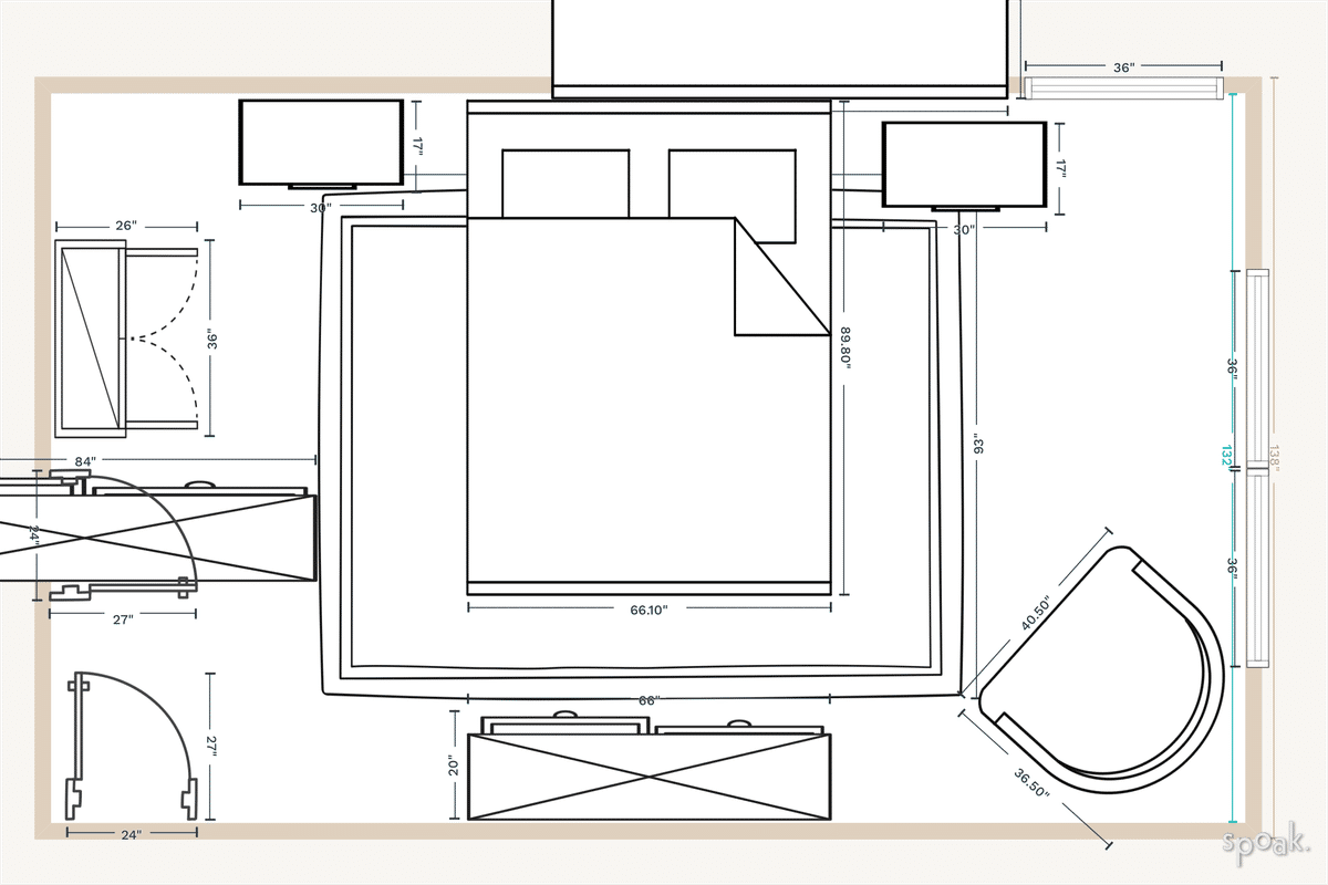 Large Bedroom Floor Plan designed by Heather Lee