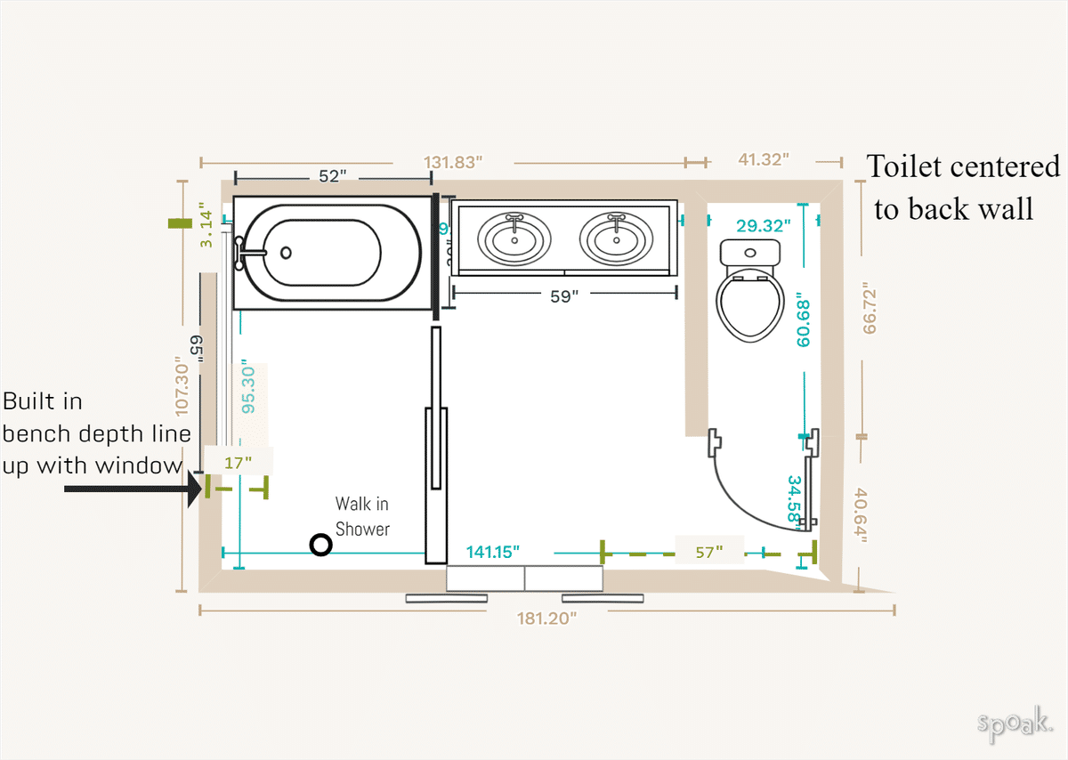 Large Bathroom Floor Plan designed by Heidi Sheridan