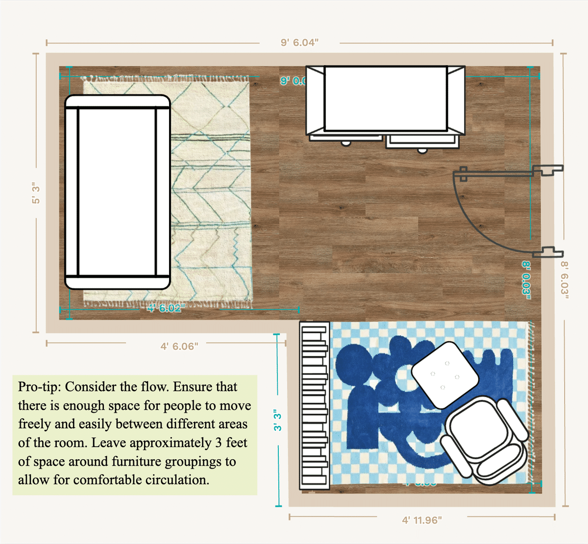 Primary Bedroom Floor Plan designed by Becca Kessel