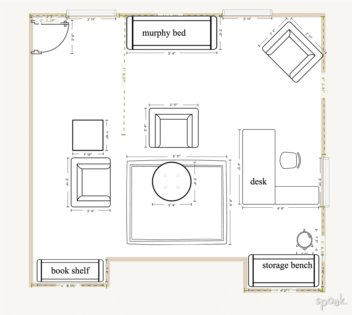 Large Bedroom Layout designed by Katie Carpenter