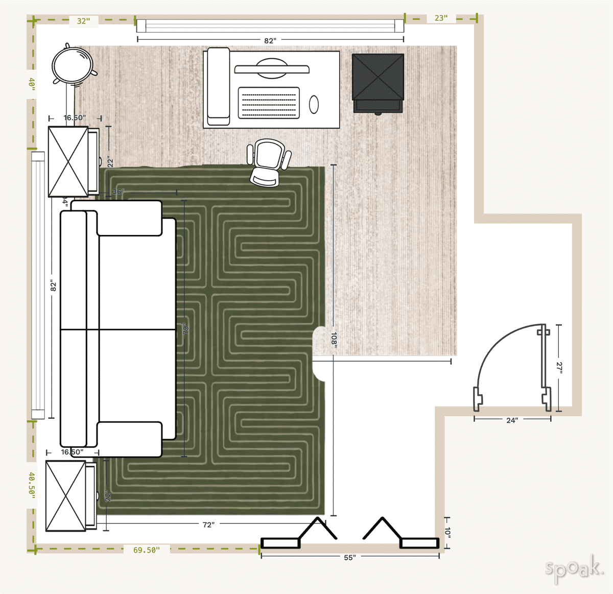 Medium Bedroom Plan designed by Aliyah Gluckstadt