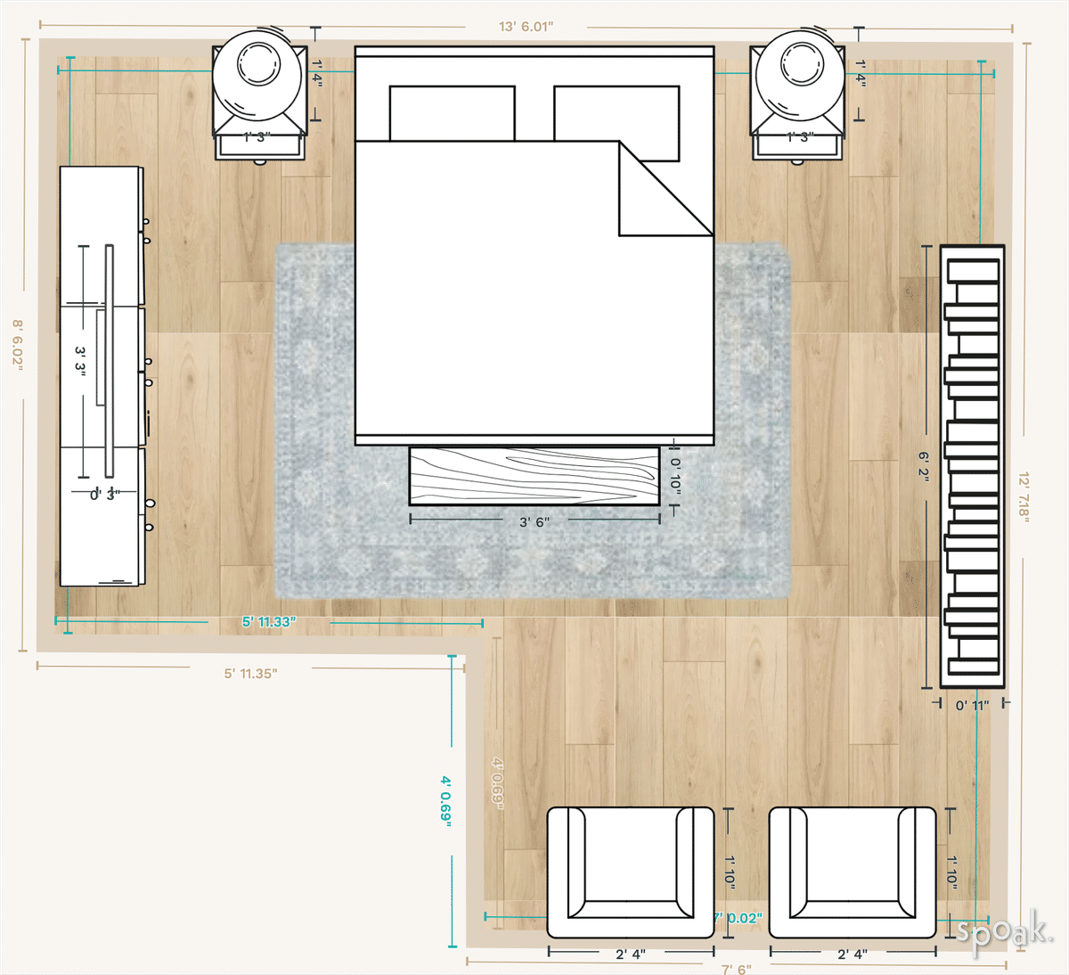 Guest Bedroom Layout designed by Savannah Scali