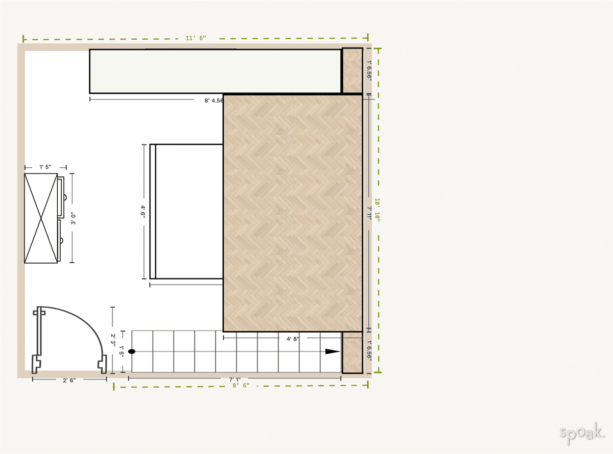 Square Bedroom Floor Plan designed by Ashley Tocco