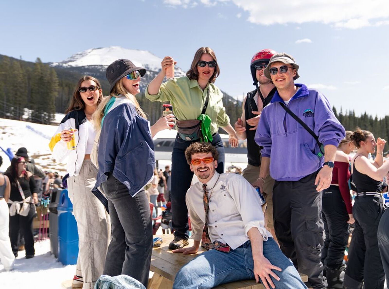 Friends Enjoying Spring Break at Lake Louise Ski Resort