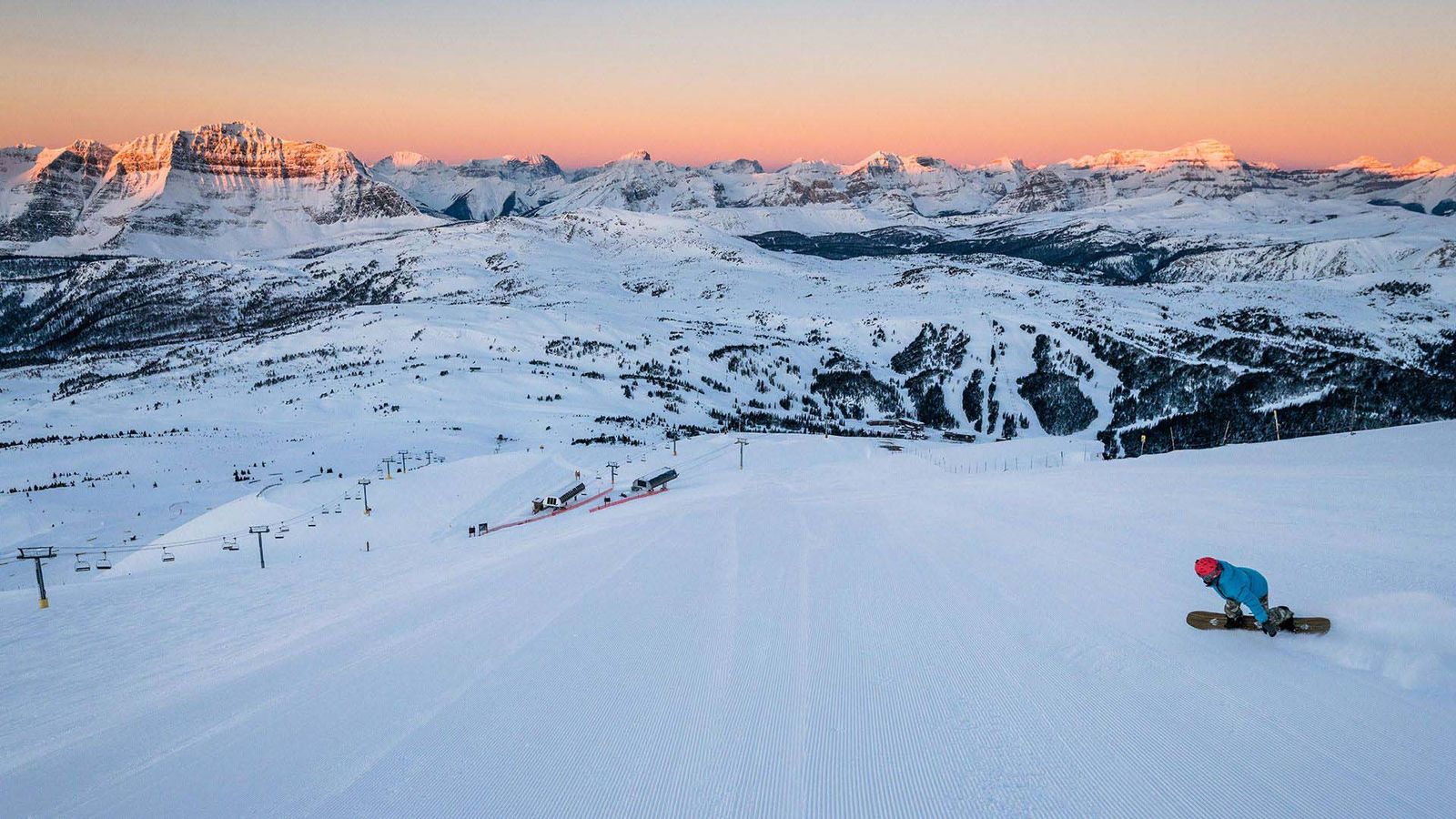 Snowboarder at Banff Sunshine Ski Resort, Banff National Park.
