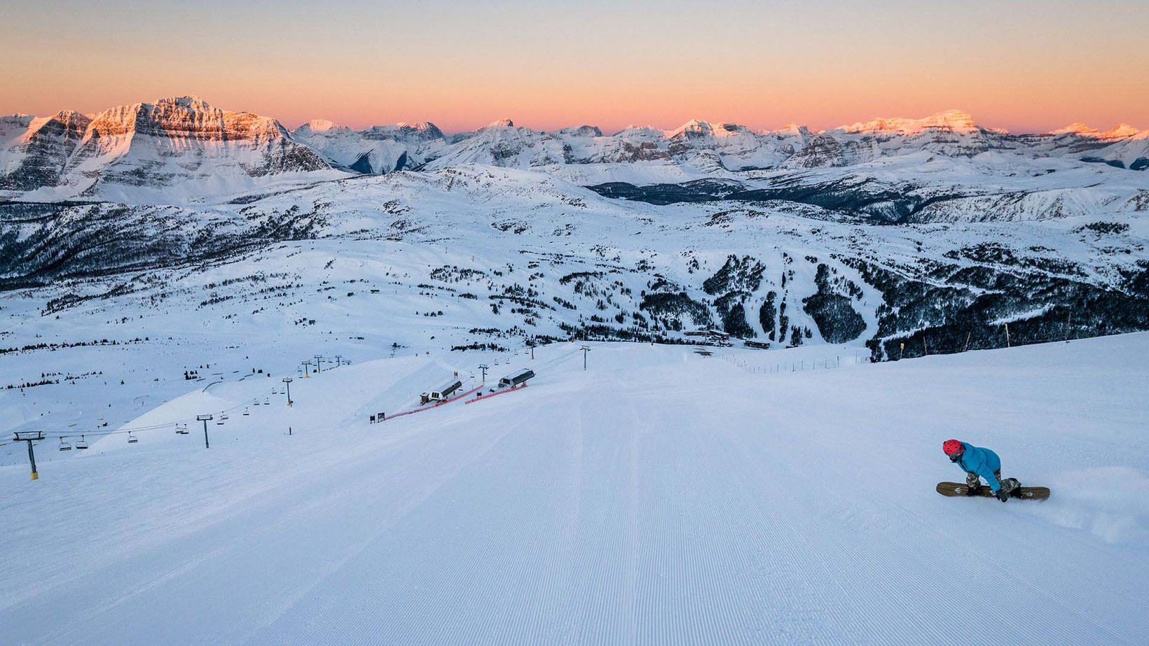 Snowboarder at Banff Sunshine Ski Resort, Banff National Park.