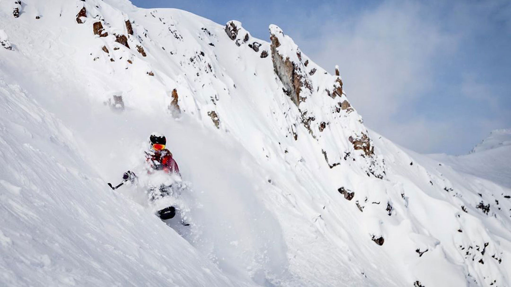 Amanda Timm sit skiing at Lake Louise Ski Resort.