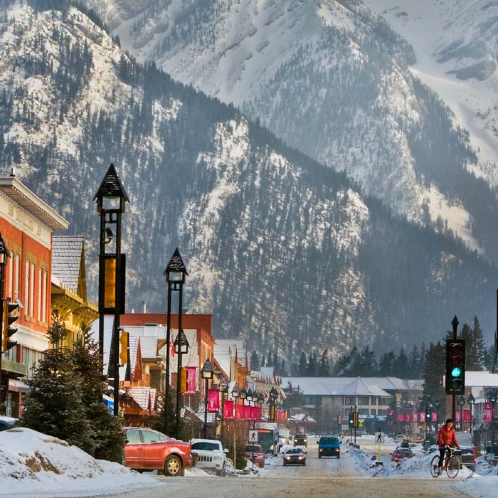 The town of Banff is known for its variety of amenities and proximity to Banff Sunshine and Mt Norquay. Photo: Paul Zizka.