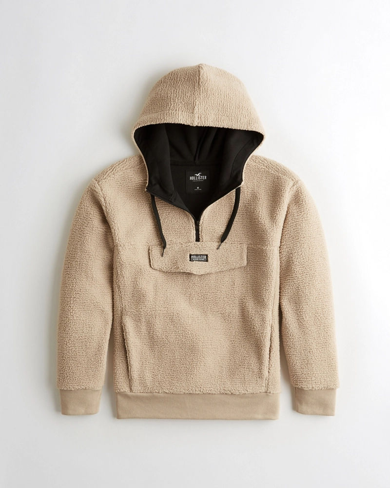 half zip sherpa sweatshirt hollister