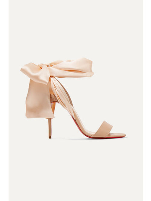 Christian Louboutin Sandale Du Desert 100 Leather And Satin Sandals Beige 735 00 Grazia