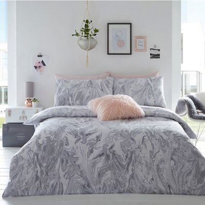 Debenhams Grey Cosmo Glitter Marble Bedding Set Super King