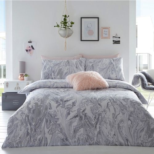 Debenhams Grey Cosmo Glitter Marble Bedding Set Super King