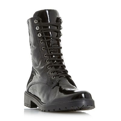 dune black patent boots