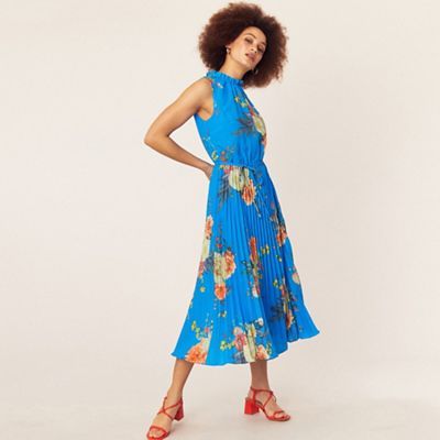 oasis blue chiffon midi dress