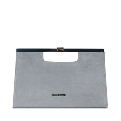 pale grey suede clutch bag