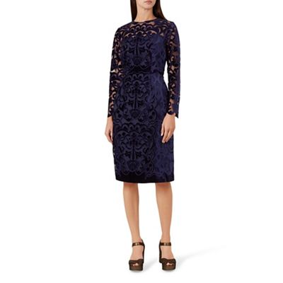 hobbs blue velvet dress