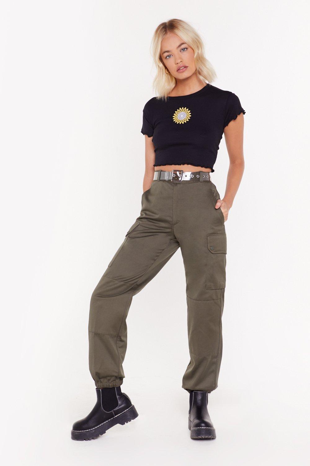 womens green utility trousers