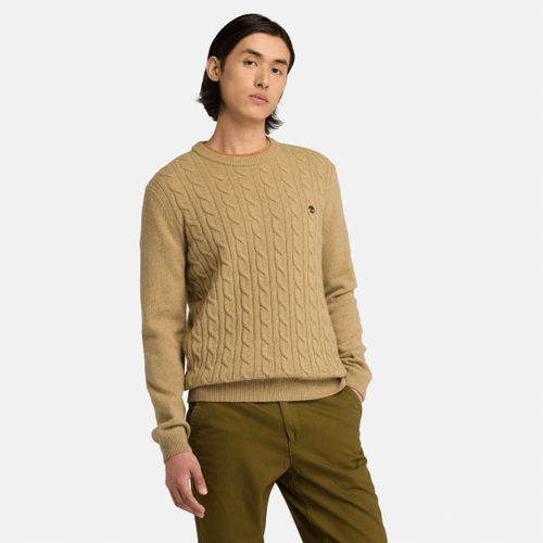 Timberland - Jaffrey Lambswool Cable Crew Neck Jumper for Men in Beige, Man, Beige, Size: XXL