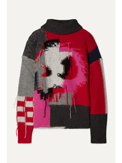 McQ Alexander McQueen - Monster Patchwork Intarsia Wool-blend Turtleneck Sweater - Gray