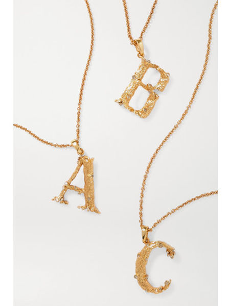 Oscar De La Renta Letter gold-plated crystal necklace