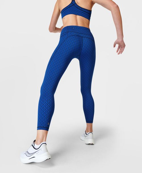 Power 7/8 Workout Leggings - Blue Speed Geo Print