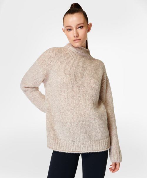 Brushed Boucle Funnel Neck...