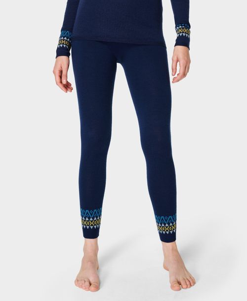 Merino Wave Base Layer Legging - Blue wave Jacquard