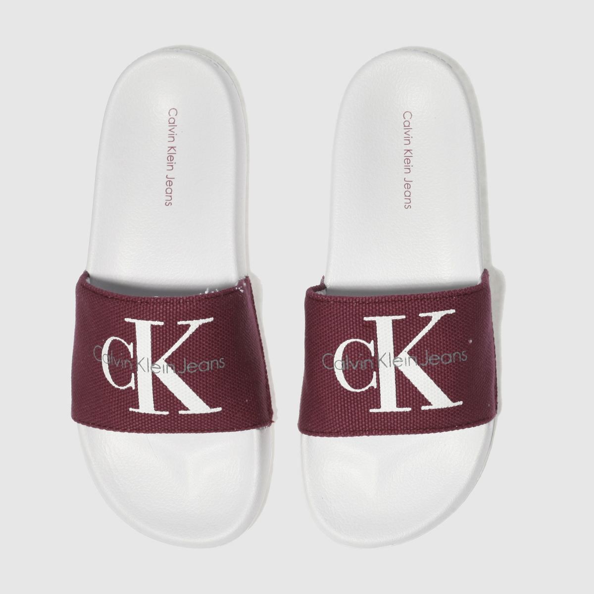 Calvin Klein White Burgundy Chantal Heavy Canvas Sandals