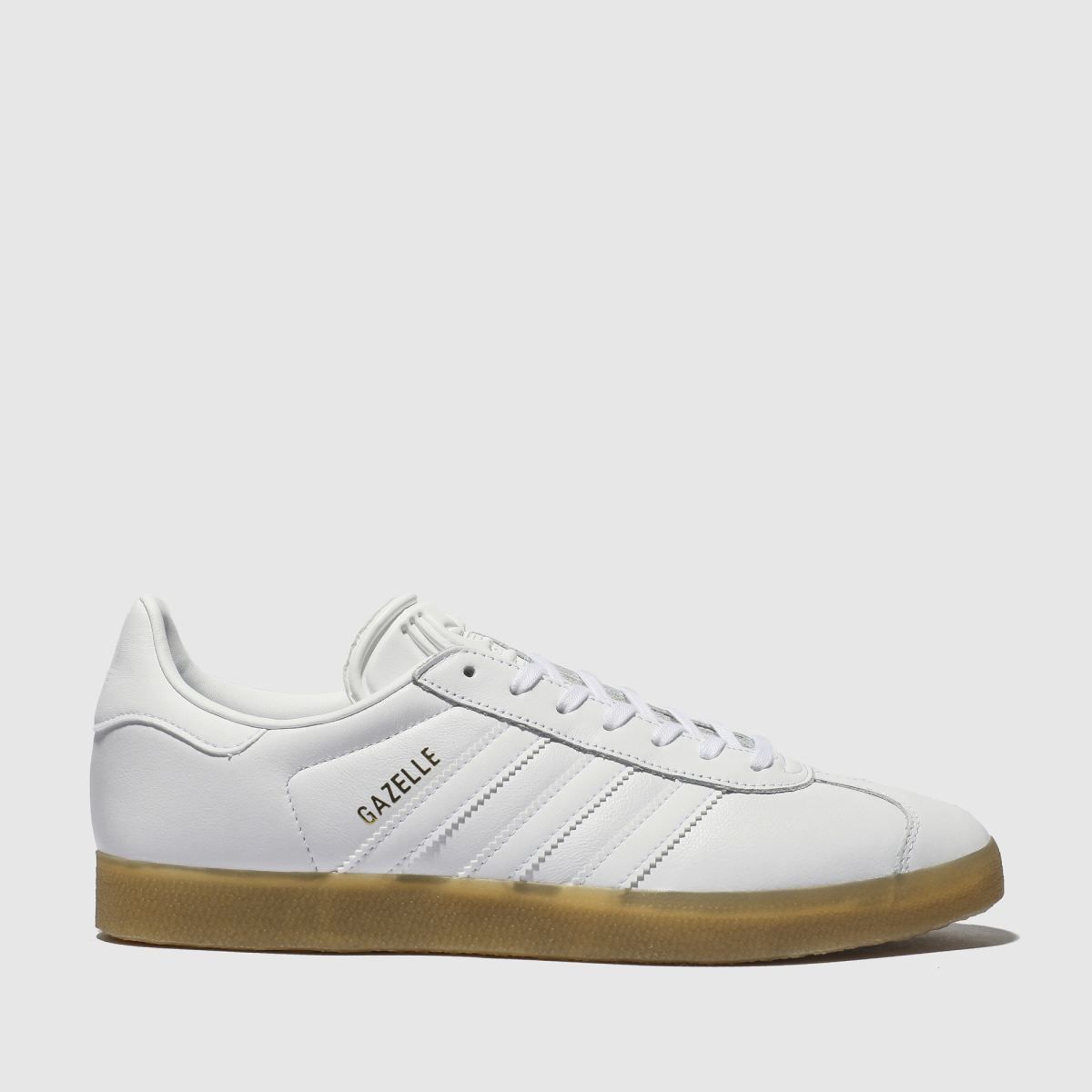 adidas originals gazelle trainers in white leather with gum sole