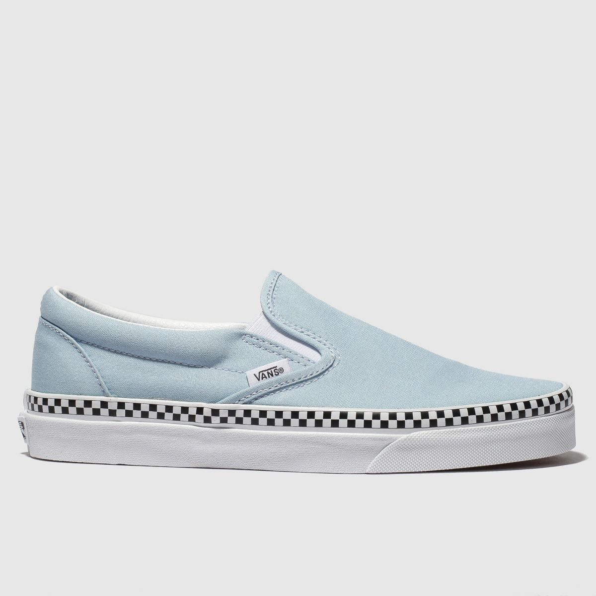 blue vans with checkered foxing