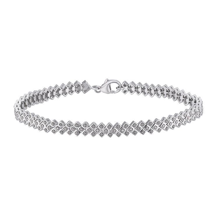 Mikey RhodiumPlated Square Cut Crystal Tennis Bracelet  Compare  Cabot  Circus