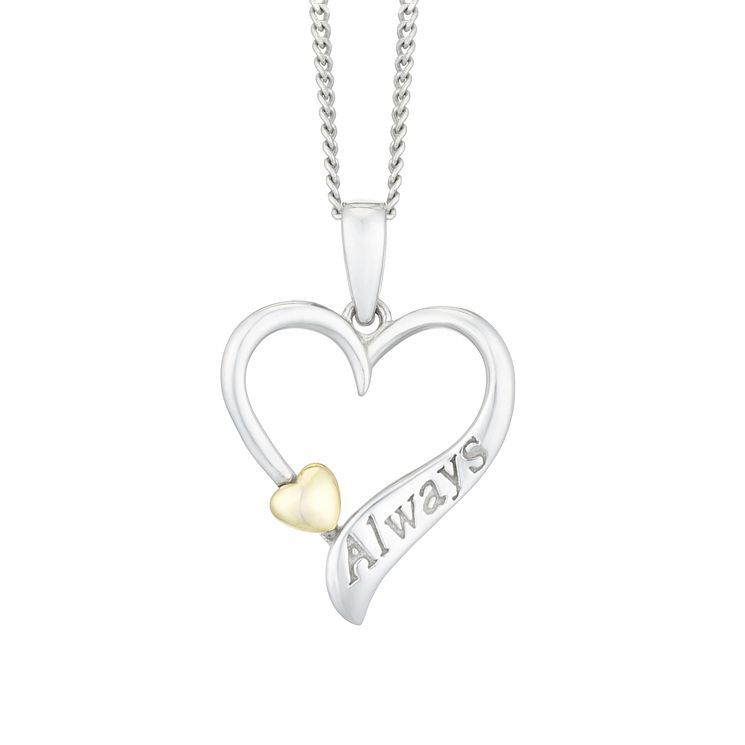 Silver \u0026 9ct Yellow Gold Open Heart 